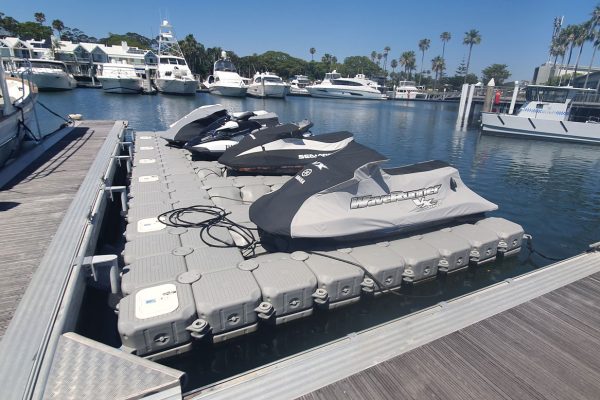 four-jet-skis-on-FloatBricks-dock